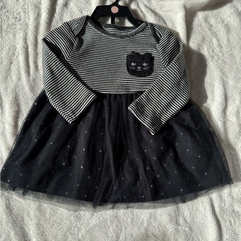 Cat Face Striped Baby Dress